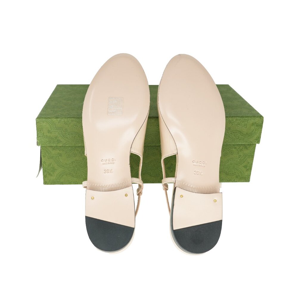 Gucci Crystal GG Leather Slingback Flats - Picture 6 of 7